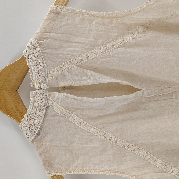 Bluheaven Cream Sleeveless Pullover Size Small Lace Gauze Summer Blouse - Picture 7 of 8